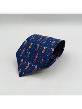 Vintage Rene Chagal Handmade Blue Golf Pattern Tie 59" x 4"